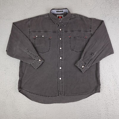 #ad Vintage Wrangler Shirt Mens XL Black Denim Hero Metal Buttons Long Sleeve 90s $29.95