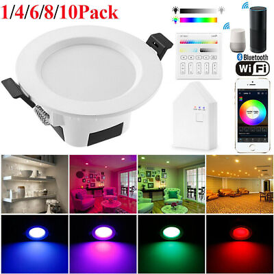 #ad 5W 9W Smart Bluetooth RGB LED Ceiling Panel Lamp Down Light Color Changing US $18.99