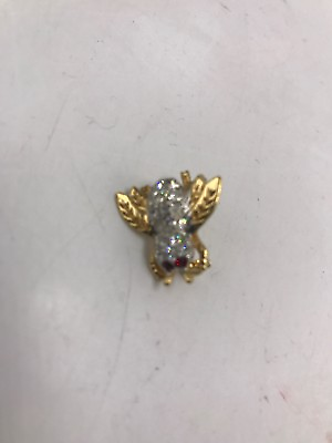 #ad vintage gold tone bug with crystals pin P10 $13.51