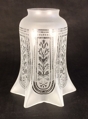 #ad 2 1 4quot; FROSTED SATIN ETCHED GLASS FIXTURE LAMP SHADE CLEAR FILIGREE Star FS413 $47.44