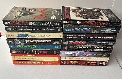 #ad Lot of Movie Paperback Novels Jaws Gremlins X Men Superman E.T. Dracula C $129.67