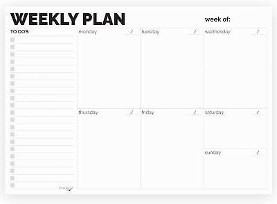 #ad Weekly Planner Pad Tear Off Undated Desk 7 inches X 10 inches Black $19.94