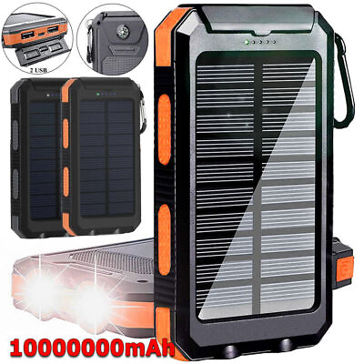 #ad 2024 Super 10000000mAh USB Portable Charger Solar Power Bank For Cell Phone $17.35