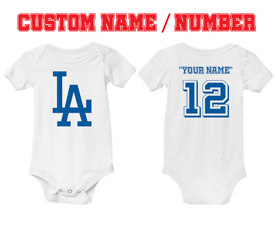 #ad Los Angeles Dodgers Personalized Baby Shirt Kids Bodysuit Boys Girls LA Baseball $19.95