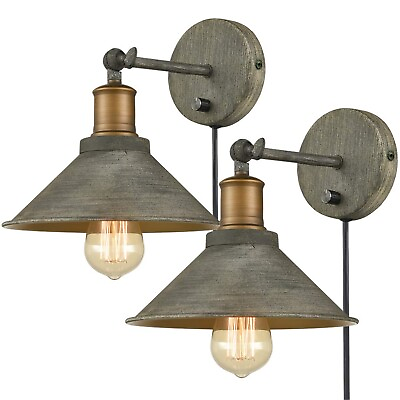 #ad Vintage Farmhouse Wall Sconces Hardwired or Plug in Bedroom Bath Wall Lamps S... $121.28