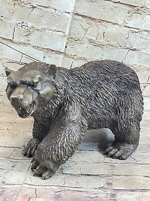 #ad Roaring Black Bear Wildlife Chalet Lodge Art Bronze Gold Marble Statue Sculpture $244.65
