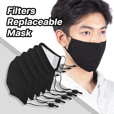#ad 5 Packs Washable amp; Reusable Cotton Face Mask Cover w Replaceable 3 Ply Filters $8.99