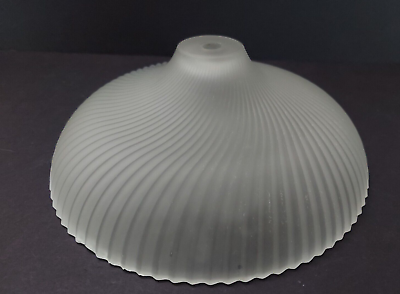#ad Vtg Frosted Glass Ceiling Light Globe Shade Swirl Ribbed Replacement 10quot; READ $12.49