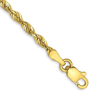 #ad 7quot; 10k Yellow Gold 2.50mm Extra Light Diamond cut Rope Chain $225.99