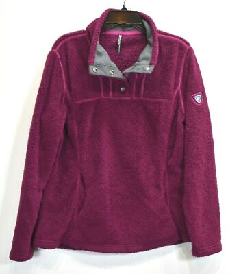#ad Kuhl Womens Wine 1 4 Snap Slash Pocket Soft Fleece Warm Pullover Sweatshirt L $29.09