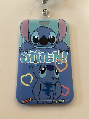 #ad Disney Stitch ID BADGE holder with retractable Clip BRAND NEW IN PACKAGE $11.00