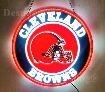 #ad Cleveland Browns 3D LED Neon Sign Lamp Light 16quot;x16quot; Hanging Nightlight Decor EY $124.99