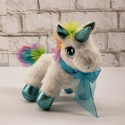 #ad Dan Dee Multi Color Unicorn Embroidered Eyes 7quot; Stuffed Animal Plush $8.99