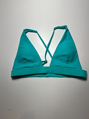 #ad NEW Swim Bikini Top Womens Size Medium Teal Adjustable Strap Removable Padding $12.99