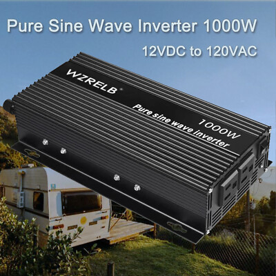 #ad 1000W Pure Sine Wave Inverter 12V DC to 120V Power Converter Car Truck Battery $103.55