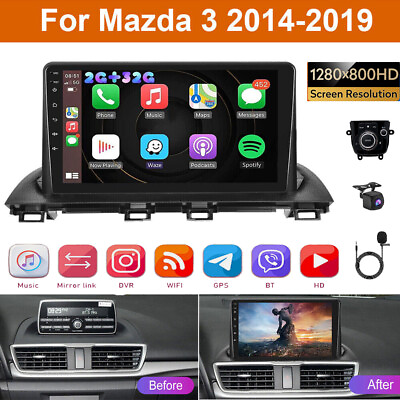 #ad For Mazda 3 2014 2019 Car Stereo Radio Wireless Carplay 32GB Android 12 GPS Navi $119.69
