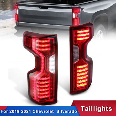 #ad Pair Red Clear Full LED Tail Lights For 2019 2021 Chevrolet Chevy Silverado $254.96