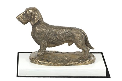 #ad Dachshund Figurine with A Dog On White Wooden Base $132.85