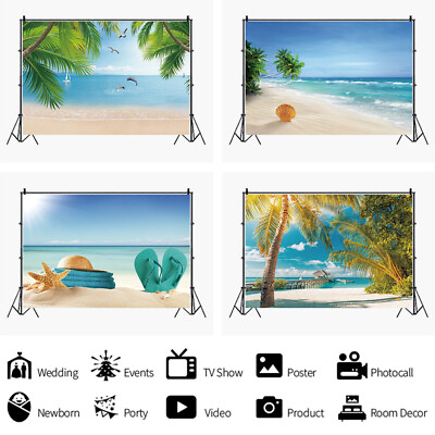 #ad Summer Beach Background Landscape Photography Props Cloth Vinyl Backdrop Studio $34.99