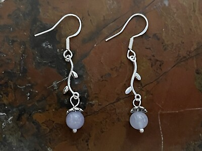 #ad New Pretty Dainty Sterling Silver amp; Aquamarine Vine Earrings $16.00