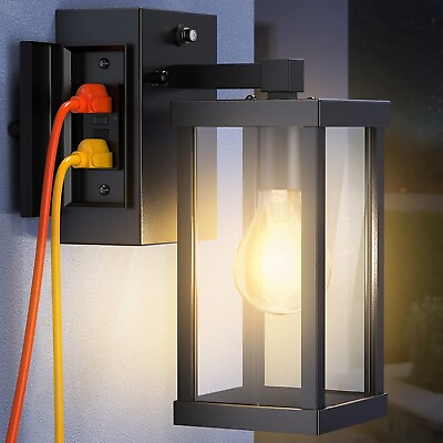 #ad Porch Light with GFCI Outlet Dusk to Dawn Outdoor Wall Light Sconce for House $45.99
