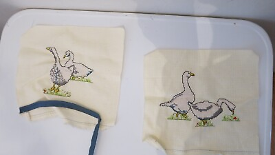 #ad Goose Needlepoint 2 finished pieces 8quot; x 8quot; $6.40