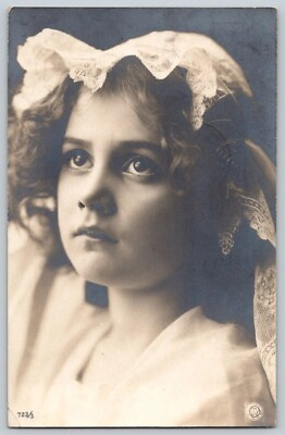 #ad RPPC Postcard Young Girl Staring Into The Distance With Large Eyes $9.95