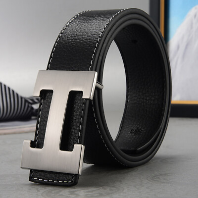 #ad New Fashion Men#x27;s Business Smooth Buckle Trendy Versatile Simple Belt 3.8cm $28.59