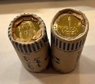 #ad Egypt 1 Pound FULL ROLL 25 COINS King Tut Bimetal 2023 UNC MINT KM940 $24.99