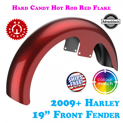 #ad US Stock Hard Candy Hot Rod Red Flake 19quot; Wrapper Front Fender Fit 2009 Harley $649.00