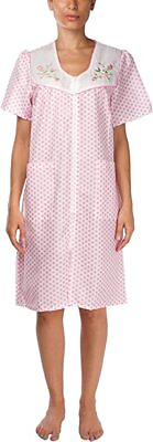#ad Womens Pink Shift Duster Housekeeping Zipper Front Dress Medium to 3X $17.00