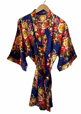 #ad Unbranded blue floral robe kimono Medium $8.45