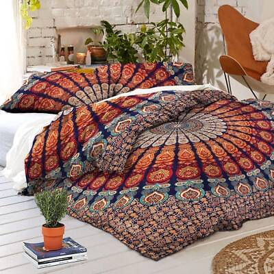#ad Indian Quilt Cover Queen Duvet Cover Cotton Bedding Set Comforter Bohemian Cover $36.07