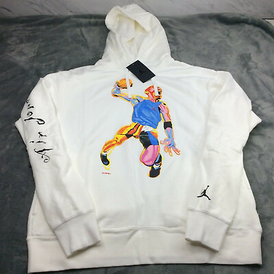 #ad Nike Air Jordan Hoop Heroes Fleece White Hoodie CW0894 100 Men#x27;s Size L $74.99