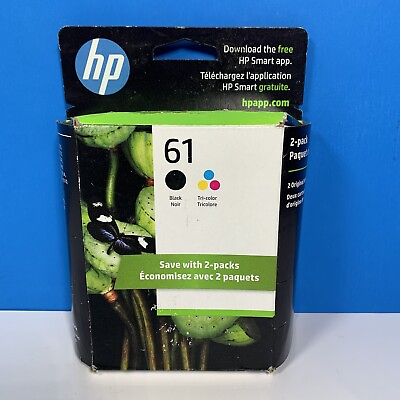 #ad HP 61 Black Tri Color Ink Cartridges Combo 2 Pack Genuine OEM Original New 2025 $38.50