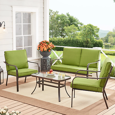 #ad Stanton 4 Piece Outdoor Patio Furniture Conversation Set Green $336.24