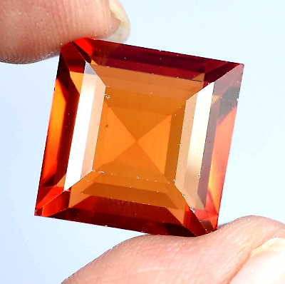 #ad Natural Garnet Orange Sapphire From Ceylon 20.35 Ct Square Shape Loose Gemstone $40.70