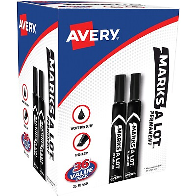 #ad Avery Marks A Lot Large Desk Style Permanent Marker Chisel Tip Black 36 Pack $21.49