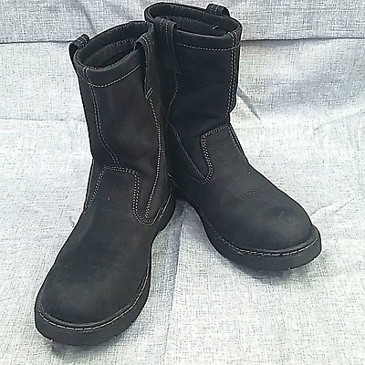 #ad Survivor steel toe pull on work boots men#x27;s size 9 black $55.00
