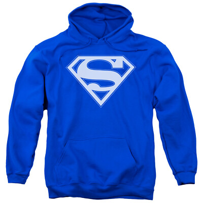 #ad SUPERMAN BLUE amp; WHITE SHIELD Licensed Adult Hooded Sweatshirt Hoodie SM 3XL $49.95