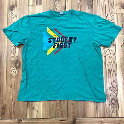 #ad Gildan Green Student First Retro Logo Graphic T Shirt Adult Size XL $9.00