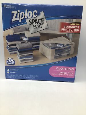 #ad Ziploc Space Bag Clothing 1 Jumbo Tote 4 Large Flat Storage Bags Reusable New $24.29