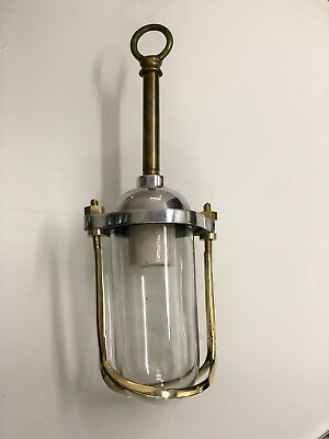 #ad Antique Aluminum Marine Hanging Nautical Light with Brass hook amp; Pipe Lot of 2 $169.69