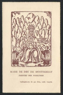 #ad Holy card antique of Virgin de Montserrat andachtsbild santino image pieuse C $7.00