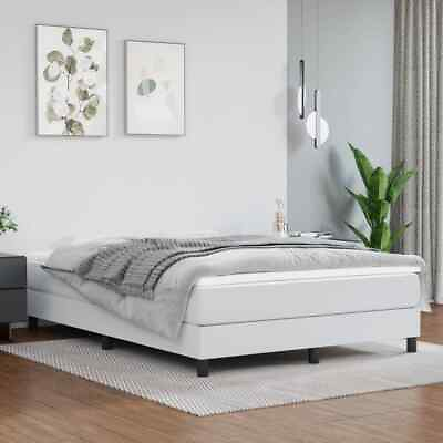 #ad Box Spring Bed with Mattress White 53.9quot;x74.8quot; Full Faux Leather vidaXL $1126.10