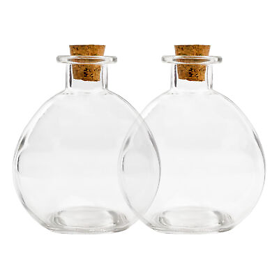 #ad 8oz Round Glass Spherical Bottles Potion Bottles w Corks 2pk; Cosmetic Costume $12.99