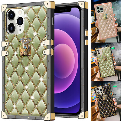 #ad Luxury Bling Diamond Leather Square Eye Trunk Case Shockproof Cover For iPhone $9.99