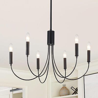 #ad Vintage Candle Rustic Chandelier Pendant Lighting Fixture Dining Room Home Black $65.00