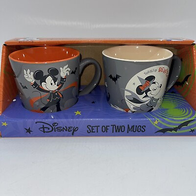 #ad Disney Mickey Minnie Mouse Hallow Coffee Tea Mug Set Vampire Witch NIB $22.00