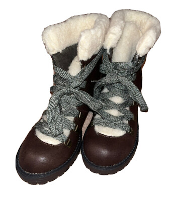 #ad MADDEN GIRL Faux Fur Cuffs Lace Up Hiking Fashion Booties Sz 7 Combat NEW NWOT $16.92
